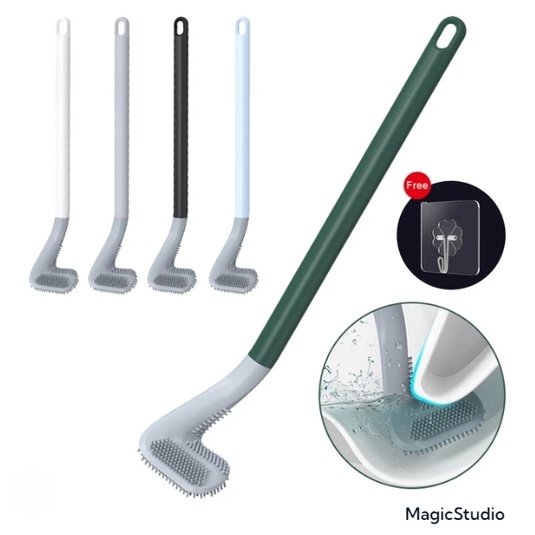 Escova de Limpeza Sanitária com Curva Banheiro Escova Sanitária Silicone Limpeza Pesada Multiuso em Oferta na Shopee