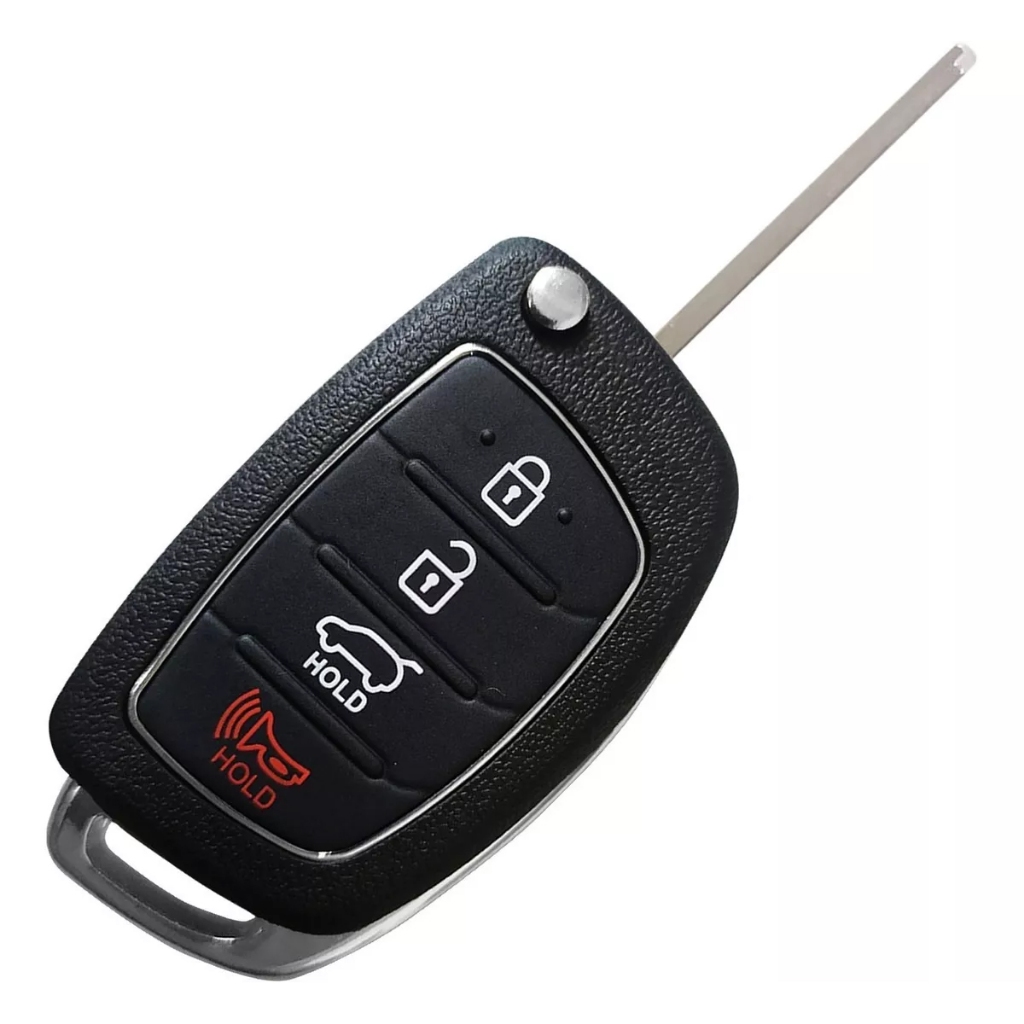 Carcaça Chave Hyundai 4 Botões Com Hold Em Vermelho
