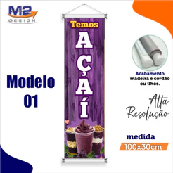 Banner Açaí - 100x30cm - Alta Qualidade e Resolução