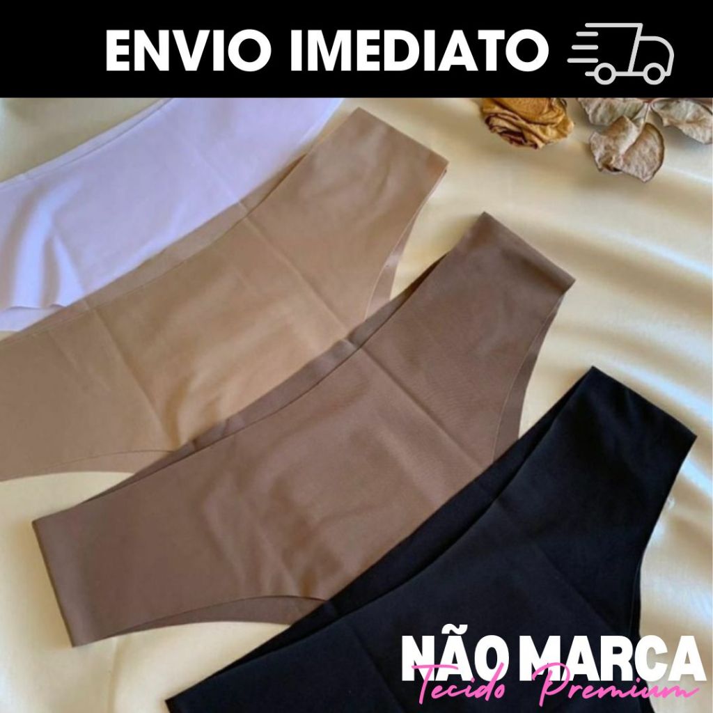 Kit 3 Calcinhas Sem Costura Com Corte a Laser Não Marca Microfibra