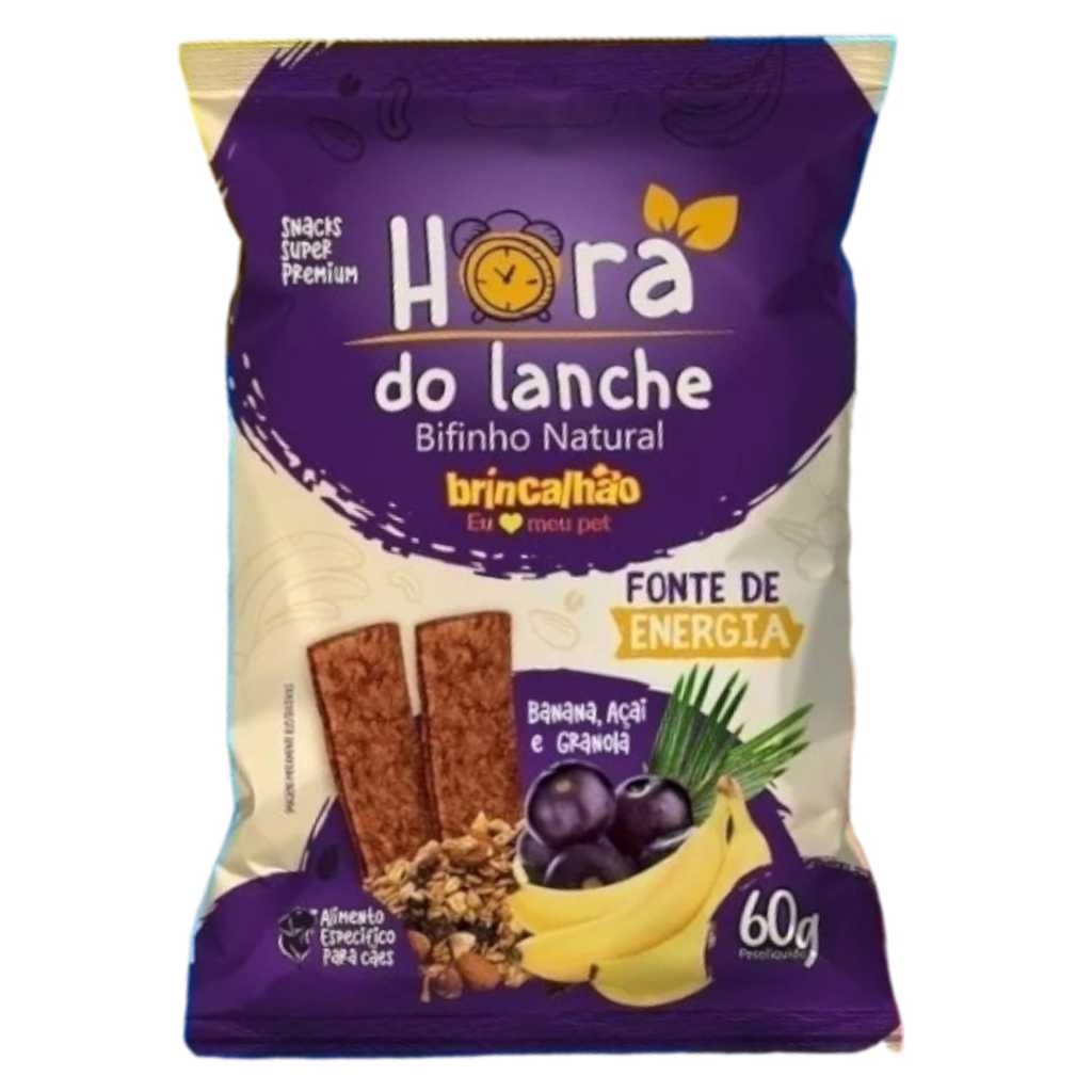 Bifinho Pet Para Cães Brincalhão Natural 60g Banana Açai Granola Super Premium Dog Fórmula Especial