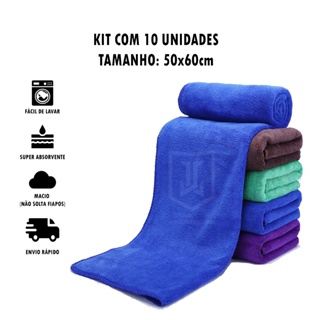 Kit 10 Pano de Microfibra Automotivo 50x60cm Polimento e Secagem em Oferta na Shopee