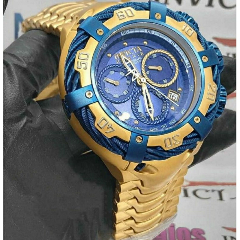 Relógio im thunder Bolt  pesado e grande  funcional banhado a ouro muito lindo em Oferta na Shopee