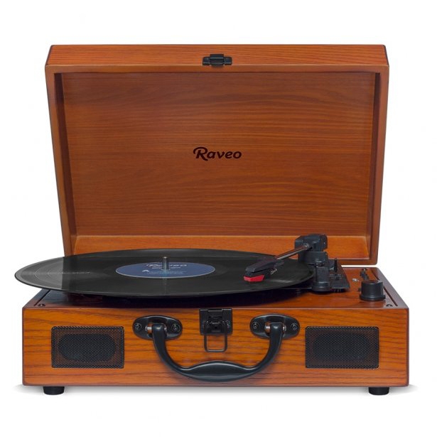 Vitrola Raveo Sonetto Wood reproduz e grava 10W 78 RPM em Oferta na Shopee