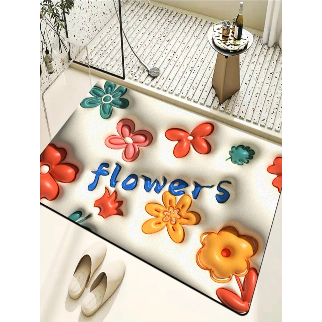Almofada de lama de vento diatomácea de expansão tridimensional porta de banheiro antiderrapante tapete florete tapete de banheiro absorvente tapete de secagem rápida