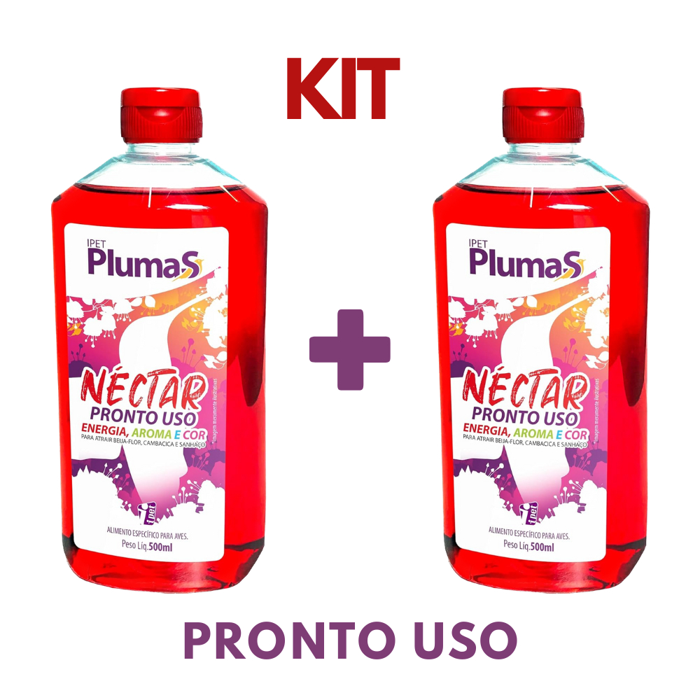 Kit 2 Néctar Beija-flor Líquido Pronto Uso Cambacica e Sanhaço 500ml Ipet