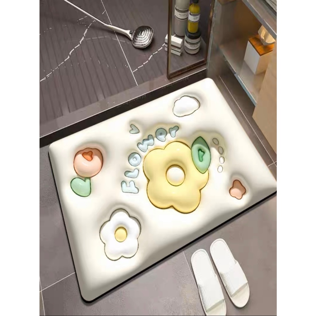 Almofada de lama de vento diatomácea de expansão tridimensional porta de banheiro antiderrapante tapete florete tapete de banheiro absorvente tapete de secagem rápida