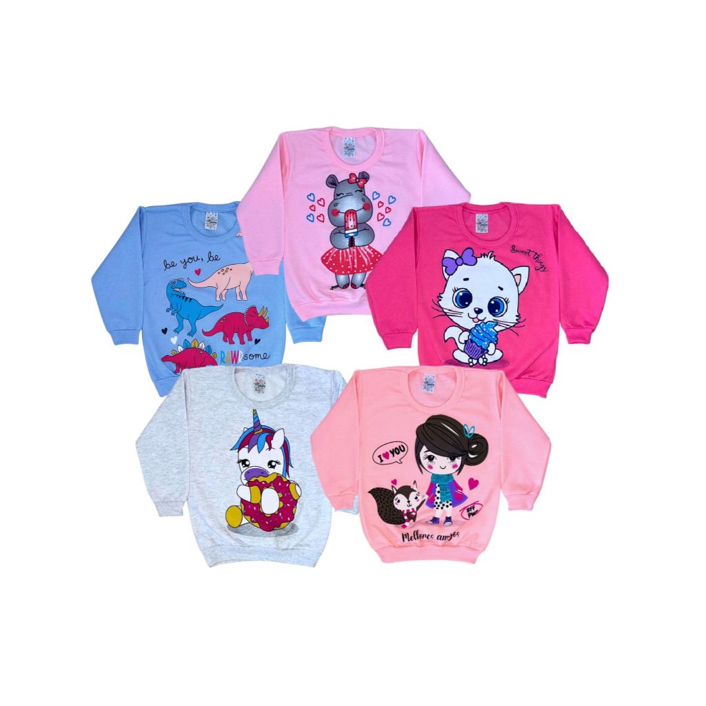 Blusa de moletom infantil para meninAs BLUSÃO