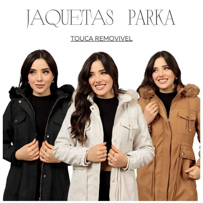 Jaqueta Parka de Sarja Forrada Peluciada outono e inverno B em Oferta na Shopee