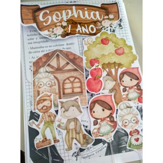 Topo de Bolo Tema Chapeuzinho Vermelho Aquarela em Oferta na Shopee