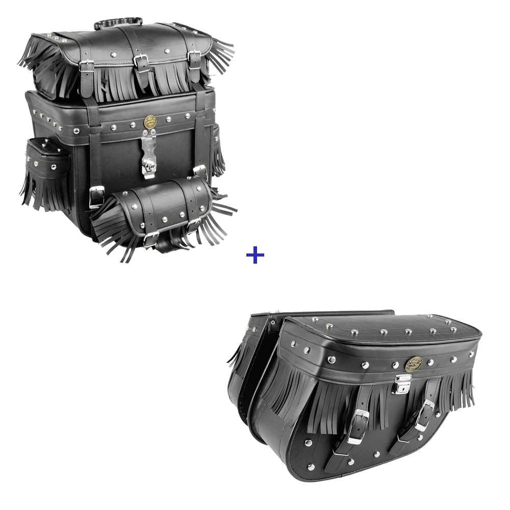 Kit de viajem alforge 32 litros com cravo e chave e Bolsa traseira 62 litros com cravo e chave.