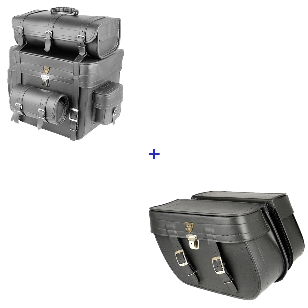 Kit de viajem alforge 32 litros com liso liso  e chave e Bolsa traseira 62 litros com liso liso  e chave.