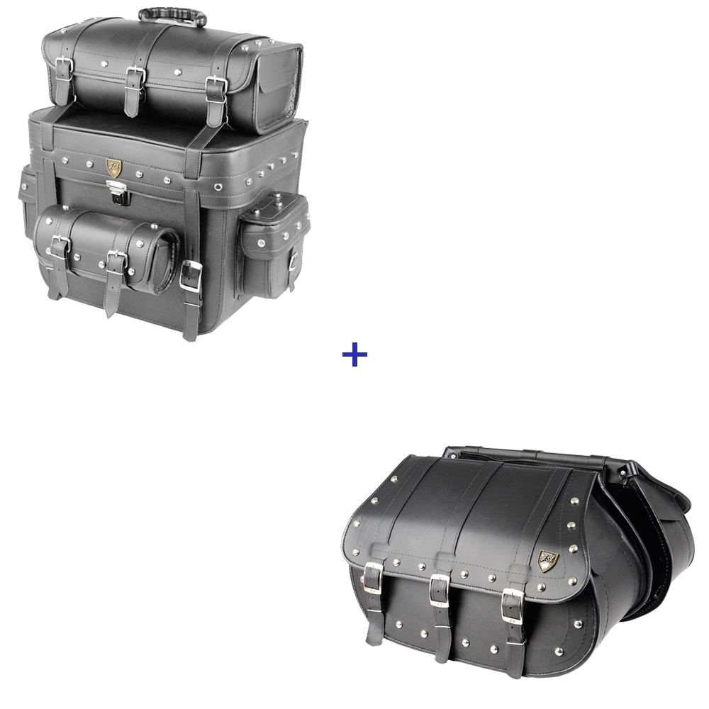 Kit de viajem alforge 40 litros com cravo e chave e Bolsa traseira 62 litros com cravo e chave.