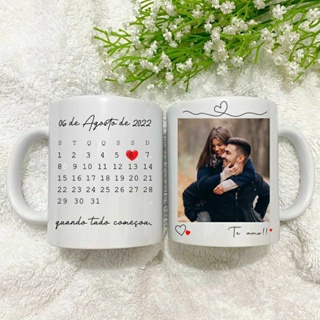 Caneca de Calendário Personalizada com foto e data | dia dos Namorados, Casamento, aniversário em Oferta na Shopee