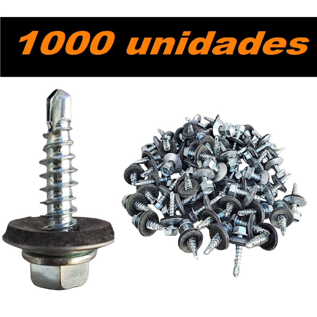 Parafuso Auto Brocante Costura Telha com Vedação (5,5x22) 12x7/8 1000 Pç