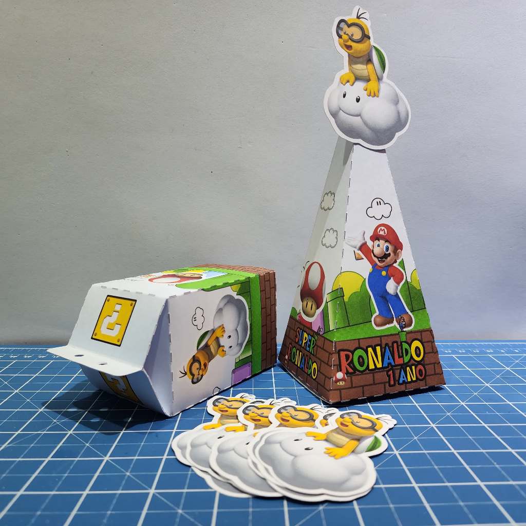 10 Caixinhas (5 Milk e 5 Pirâmides) - Super Mario Game Video Game Personalizadas com Nome e Idade do para a sua festa.