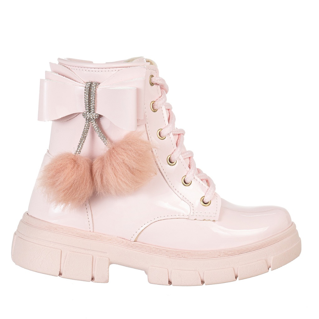 Bota infantil menina coturno laço moda blogueira pelucia LAÇO