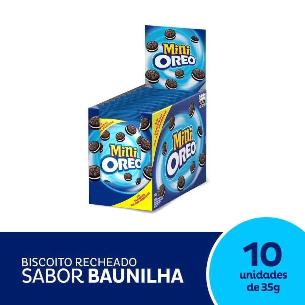 Mini Oreo Biscoito Recheado Original Kit com 10 Unidades Lacta 350g em Oferta na Shopee