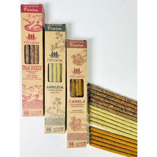 KIT 3 INCENSO NIRVANA PREMIUM PALO SANTO ROSA ARRUDA CANELA em Oferta na Shopee