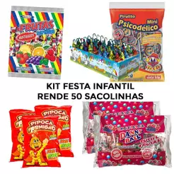 Kit Doces Sortidos Aniversário Infantil - Lembrancinhas com Pipoca para 50 Pessoas