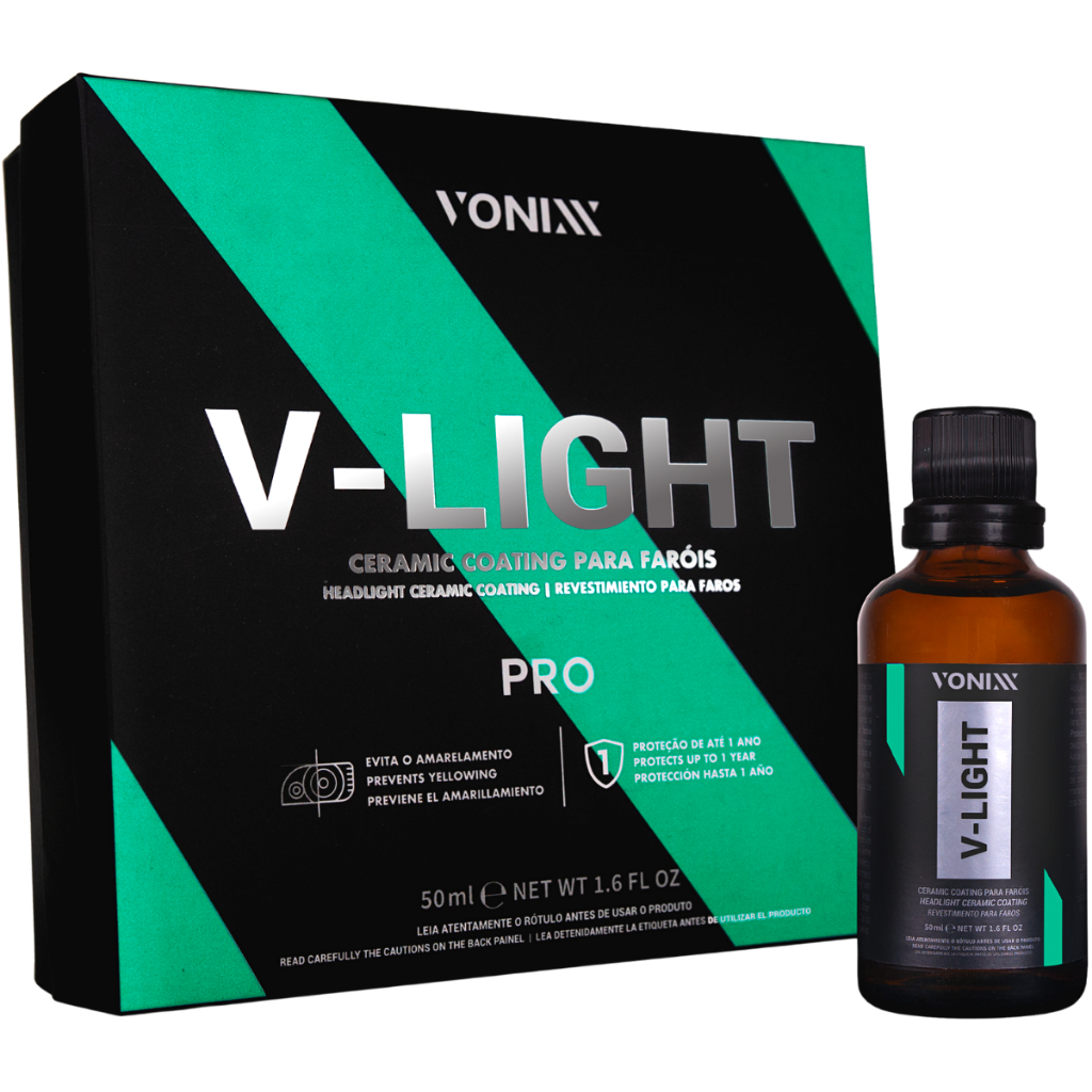 Produto para Proteger por 1 Ano o Farol V-Light Pro 50ml Vitrificador de Faróis Vidro Vonixx