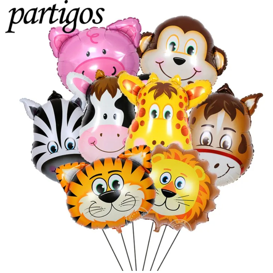 Balão de hélio para crianças, animais da selva, tigre, leão, macaco, zebra, girafa, vaca, safari, festa de aniversário, decoração, tema de zoológico, 1 peça A ESCOLHER