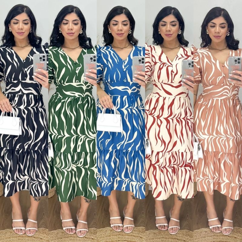 Vestido midi Zebra. Vestido midi moda evangélica. Vestido feminino. Serve 38 ate 44. em Oferta na Shopee