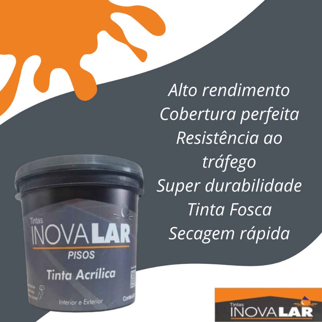Tinta Acrilica Piso 3,6 L Inovalar - Super Resistente Antiderrapante Anti mofo Fosca Calçada Paredes — imagem 2 de 2