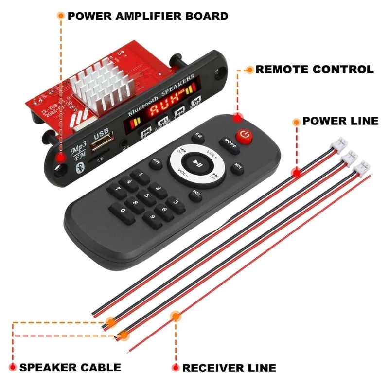 Placa Decodificadora Amplificadora Mp3 Bluetooth  120W , Placa Amplificadora de carro Bluetooth Mp3, Placa Mp3 120w
