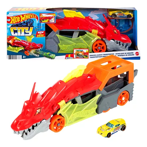 Pista Hot Wheels City Reboque Do Dragão Lançador - Mattel GTK42 - Mom & Baby