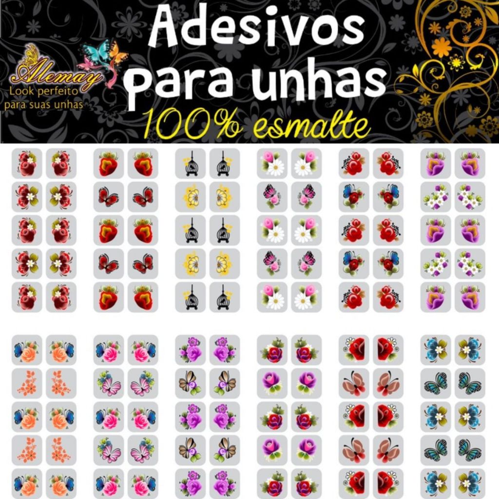 Alemay Nail Art 100 Adesivo de Unha 3D E Leve 120 Pré Prontas - 60 PAR Películas 3D Para Mãos e Pés em Oferta na Shopee
