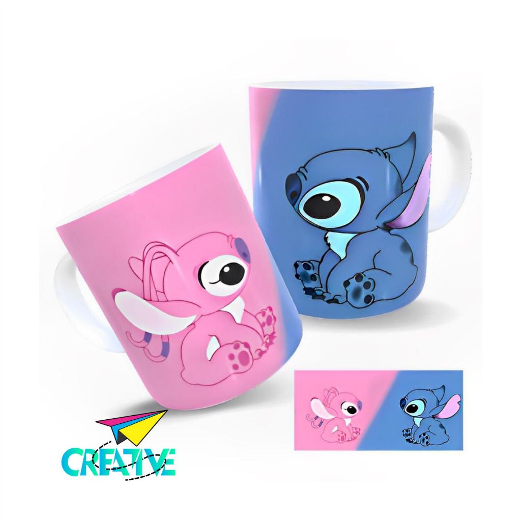 Caneca Personalizada do Stitch VÁRIOS MODELOS OFERTA POR 24 HORAS de Porcelana do Dia dos Namorados - Stitch e Angel Eu te amo