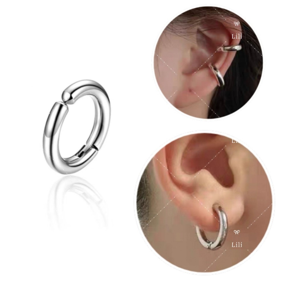 Kit 12 Pcs Brinco Falso De Pressão Argola Aço redondo Articulada