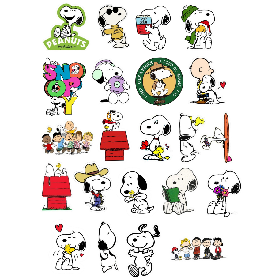Adesivos Snoopy 20 unidades peanut desenho cachorro