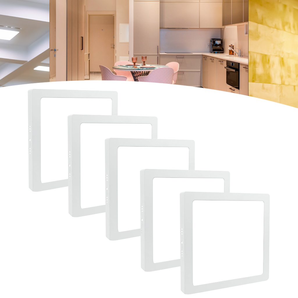 Kit 5 Painel Plafon Sobrepor Led 25w Quadrado Luz Forte em Oferta na Shopee