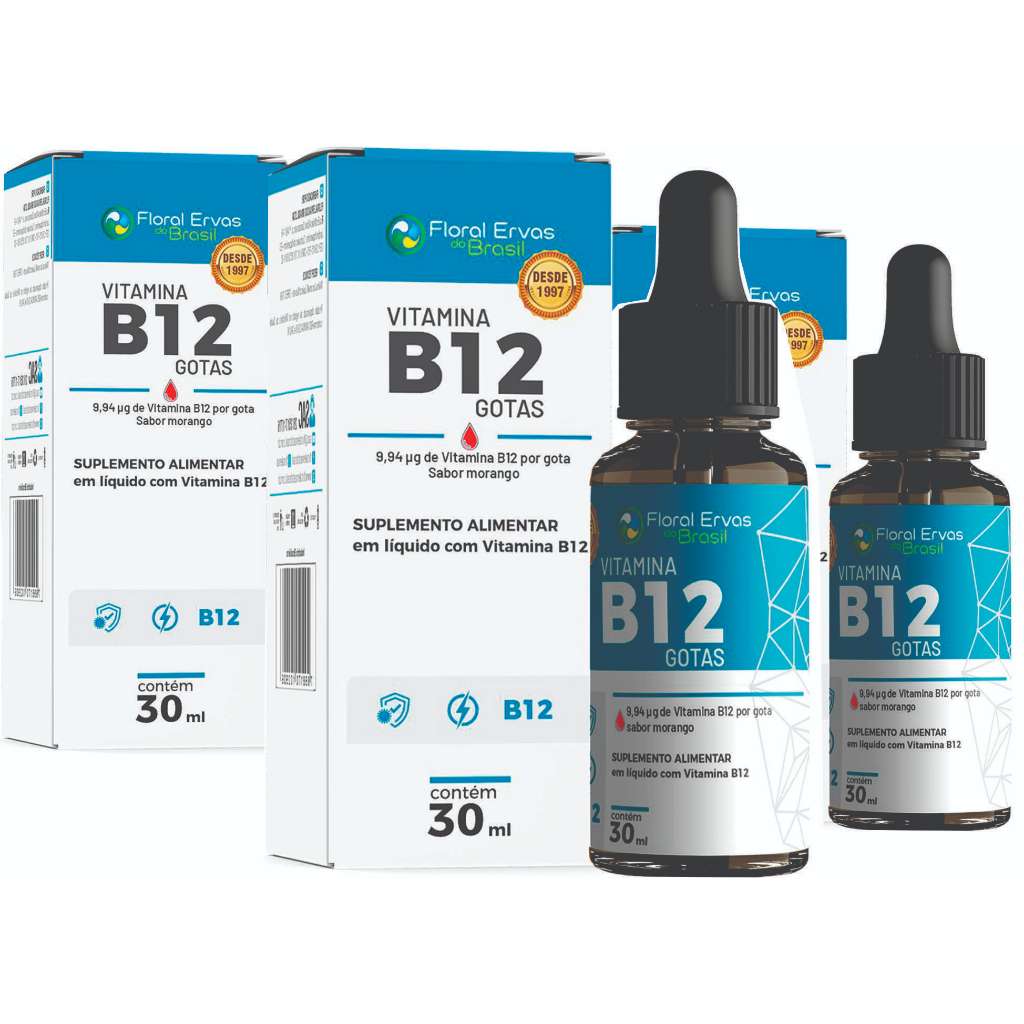 B12  Vitamina Metilcobalamina  100% Original  Teor  9,94mcg Por Gota de B12  liquida Floral Ervas