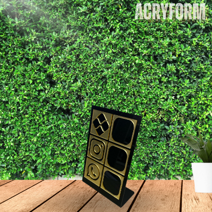 Placa Display de Mesa e Balcão para QR Code PIX com Base em Acrílico