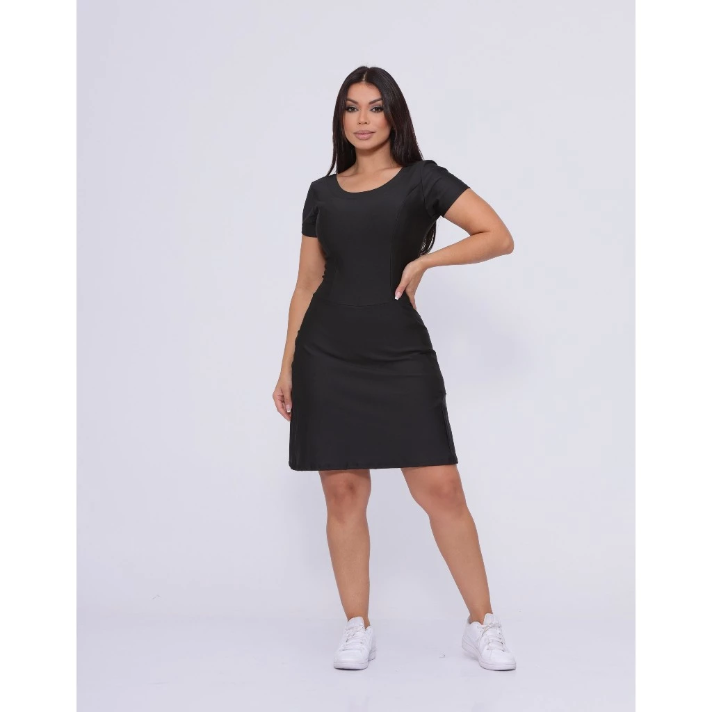 Macaquito Macacão Vestido Moda Evangelica Com Bolso Treinos Caminhada — imagem 1