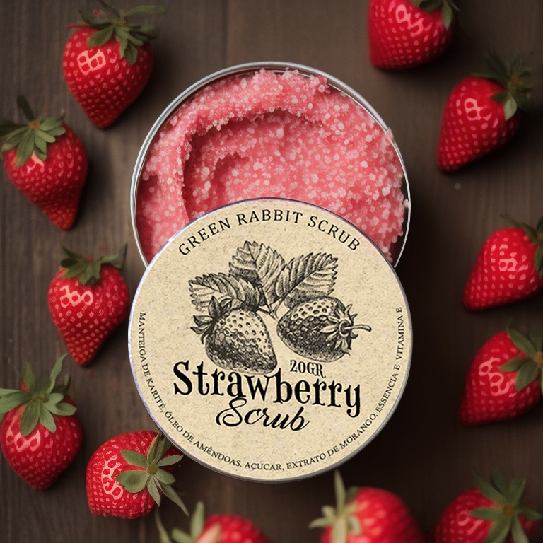 Lip Scrub Esfoliante Labial de Morango Hidratante com Manteiga de Karitê