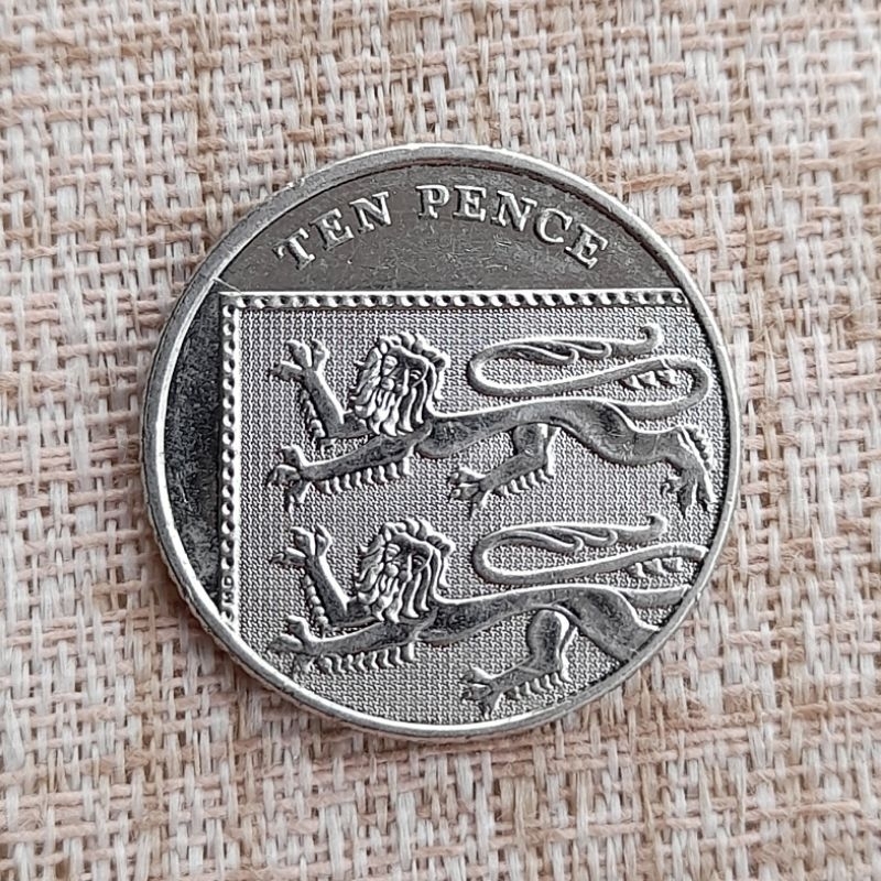 Moeda Reino Unido 10 pence 2012 - parte do escudo