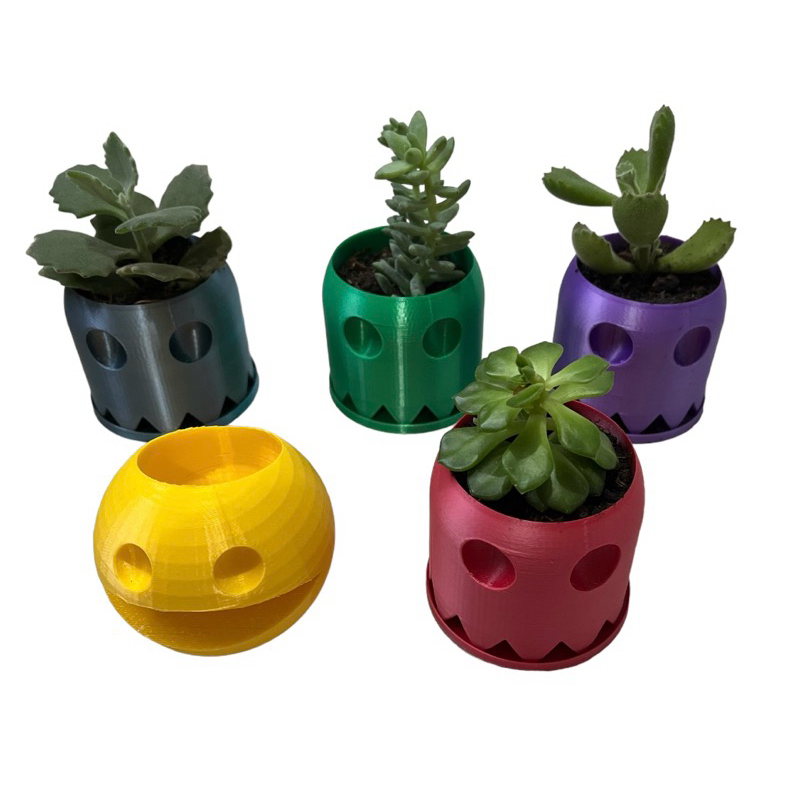 Kit vasos suculenta Pac Man - acompanha pratinhos - Plantas - Jogo - Game - Decoração