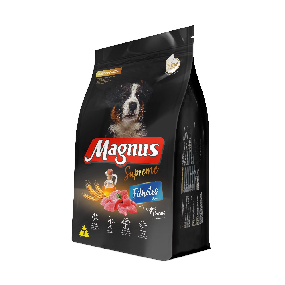 Ração Magnus Supreme Cães Filhotes Sabor Frango e Cereais 900g Adimax - Pets