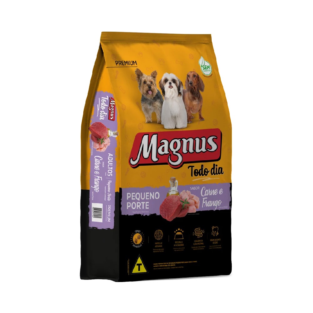 Ração Magnus Todo Dia Cães Adultos Pequeno Porte Sabor Carne e Frango 3kg Adimax - Pets