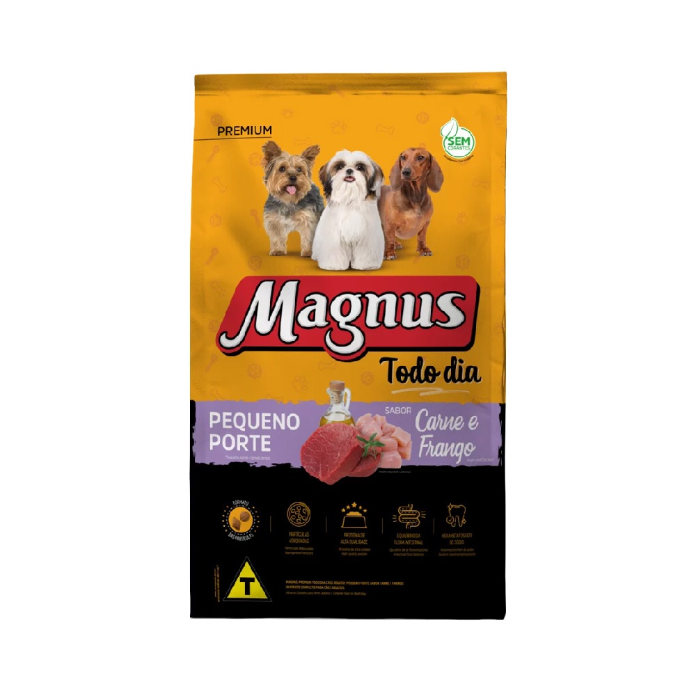 Detalhes do Ração Magnus Todo Dia Cães Adultos Pequeno Porte Sabor Carne e Frango 3kg Adimax