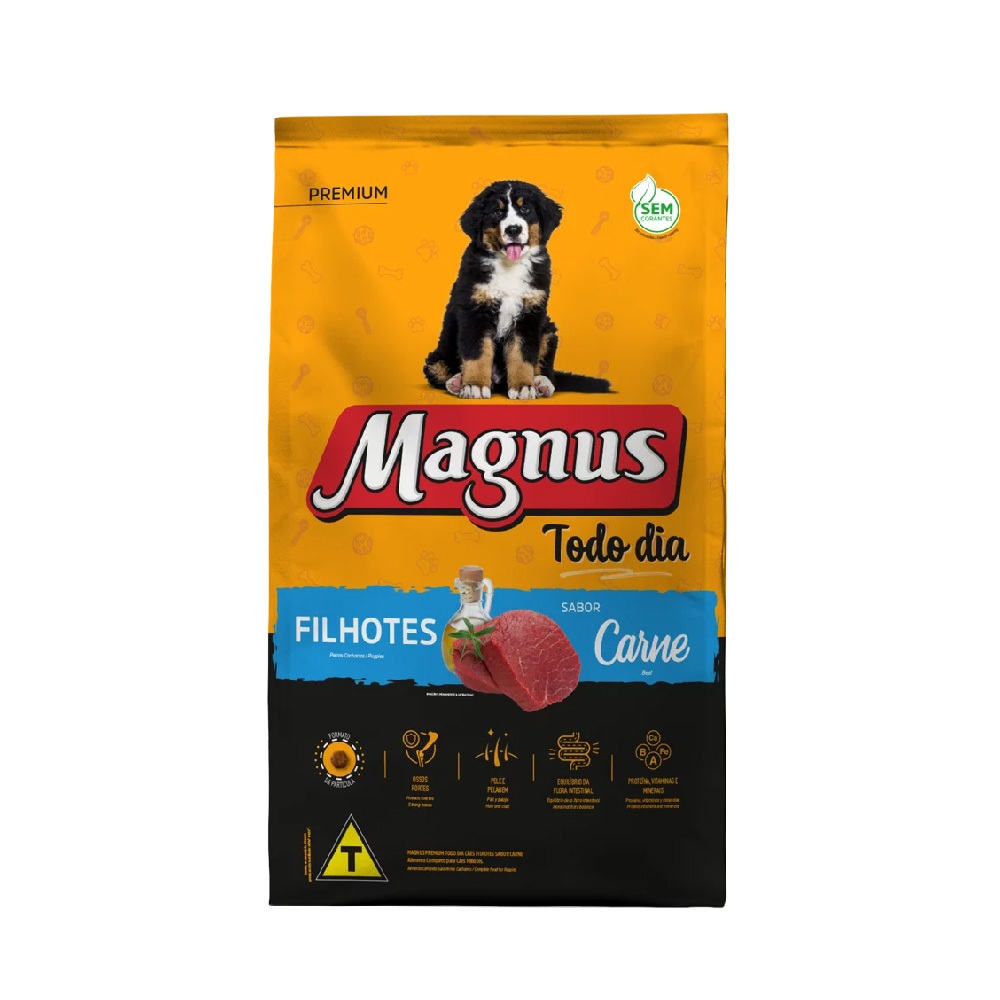 Detalhes do Ração Magnus Todo Dia Cães Filhotes Sabor Carne 3kg Adimax