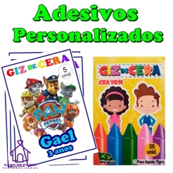Kit Adesivos Personalizados para Caixinha de Giz de Cera de 11gramas