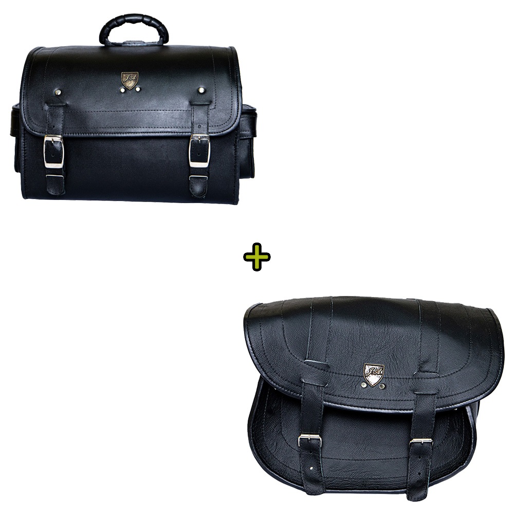 kit de alforge de couro legitimo 24 litros e bolsa traseira 35 litros em couro legitimo para motos 300cvv
