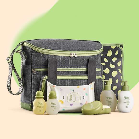 Conjunto bolsa com trocador Mamãe e Bebê