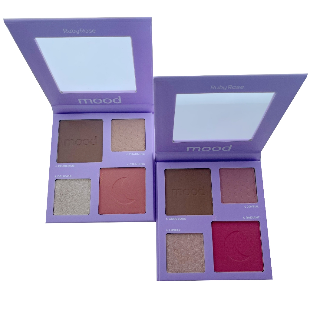 Ruby Rose Paleta De Iluminador Contorno Blush Facial Feels Mood 4cores