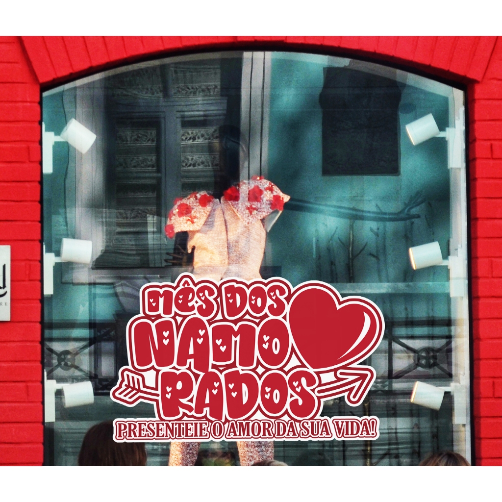 Adesivo Vitrine Dia dos Namorados Presente Roupa Relojoaria Perfumaria Sapato Loja 95x58